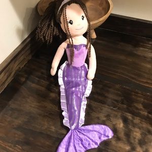 Vintage PURPLE MERMAID DOLL Stuffed Plush Toy 18" The Petting Zoo 1994